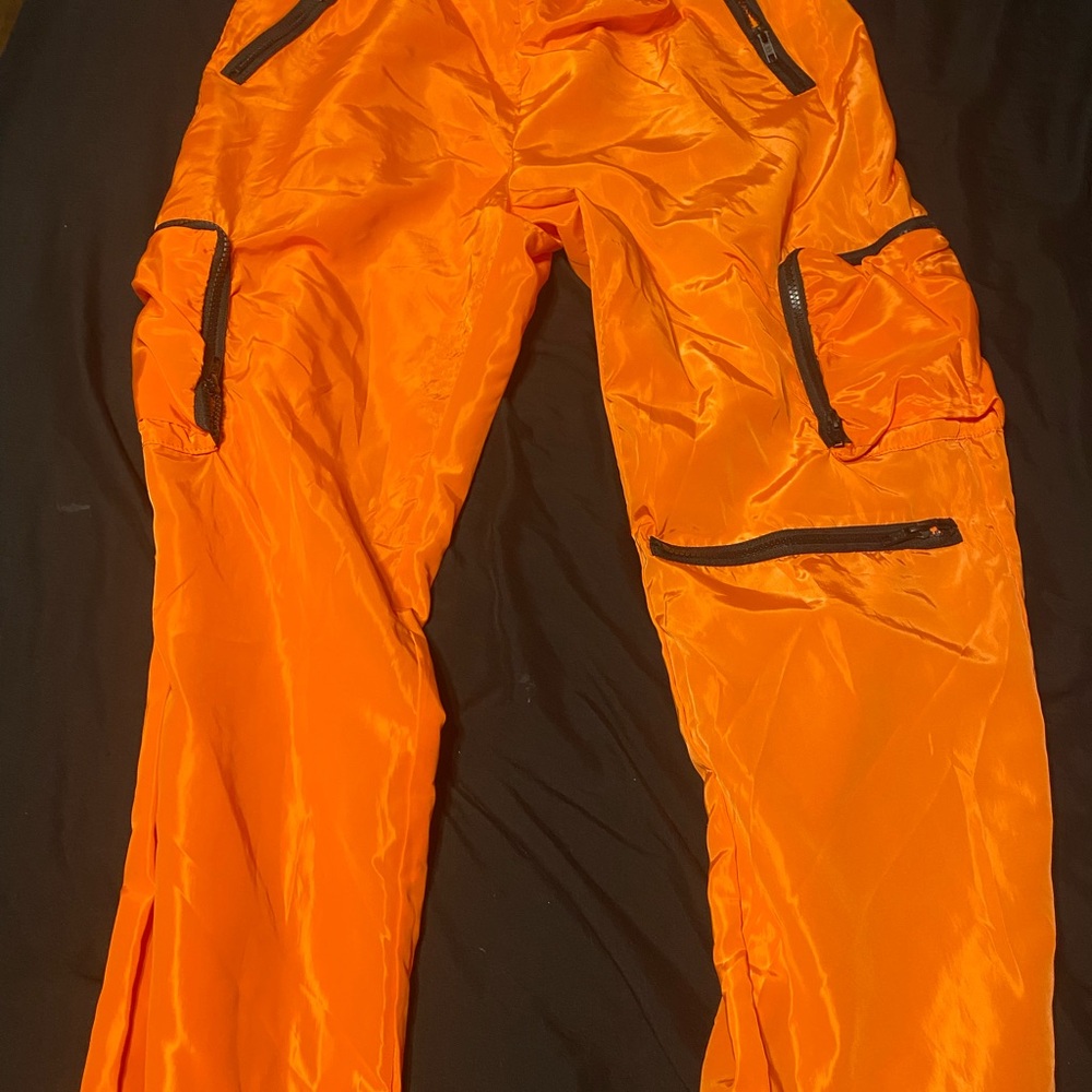 orange and blackk silk pants